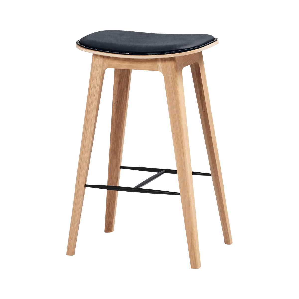  | Nordic Bar Stool - Oak with stitches - 68 cm Luna Carbon | SACKit