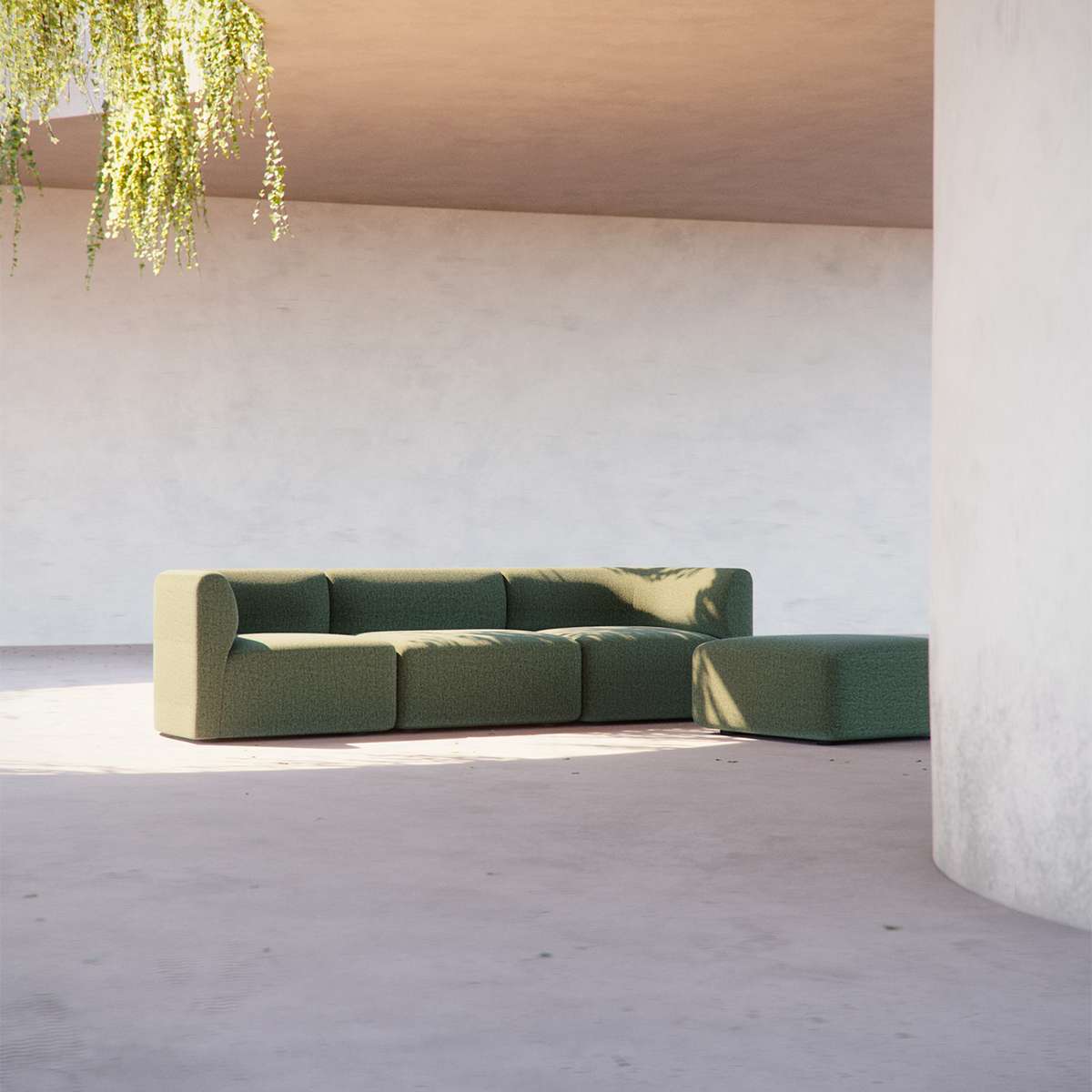 Fjord Sofa Pouf in Cosmo Beige mit weicher, organischer Form und nahtlosem Design