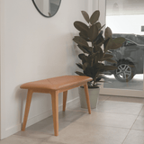 Nordic Bank aus massivem Eichenholz mit schwarzem Terra - Ledersitz in modernem Design | Nordic Bench - Oak - Terra Safari | SACKit