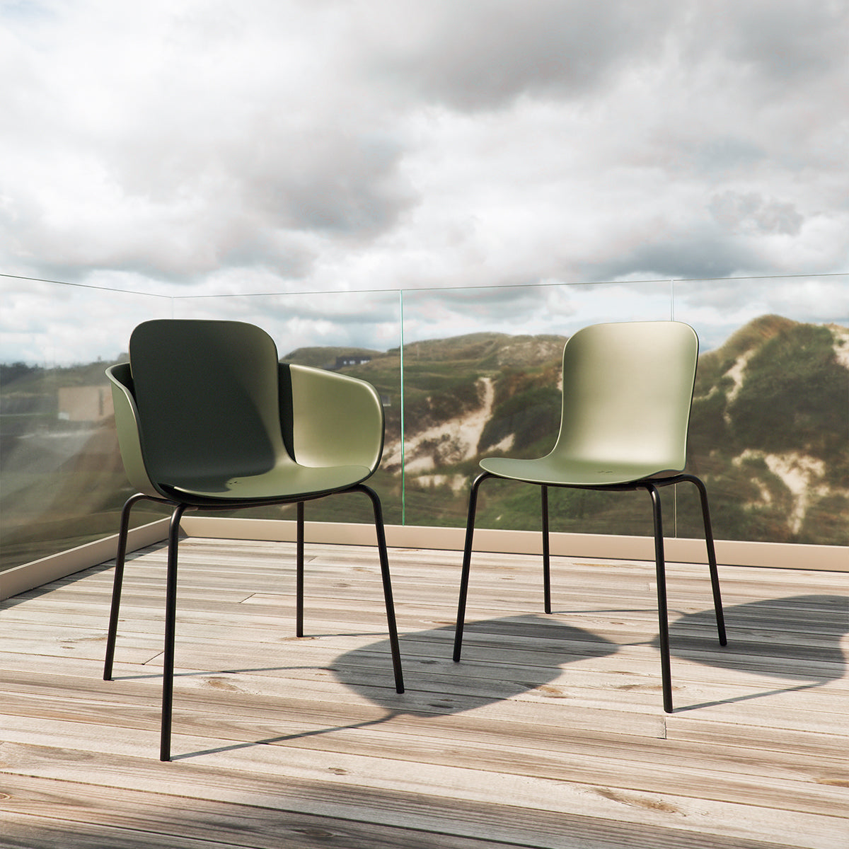 Kirra Dining Table Ø110 Noir & 4 Patio Chair No. One - Gartenmöbel-Set für 4 Personen mit rundem Tisch