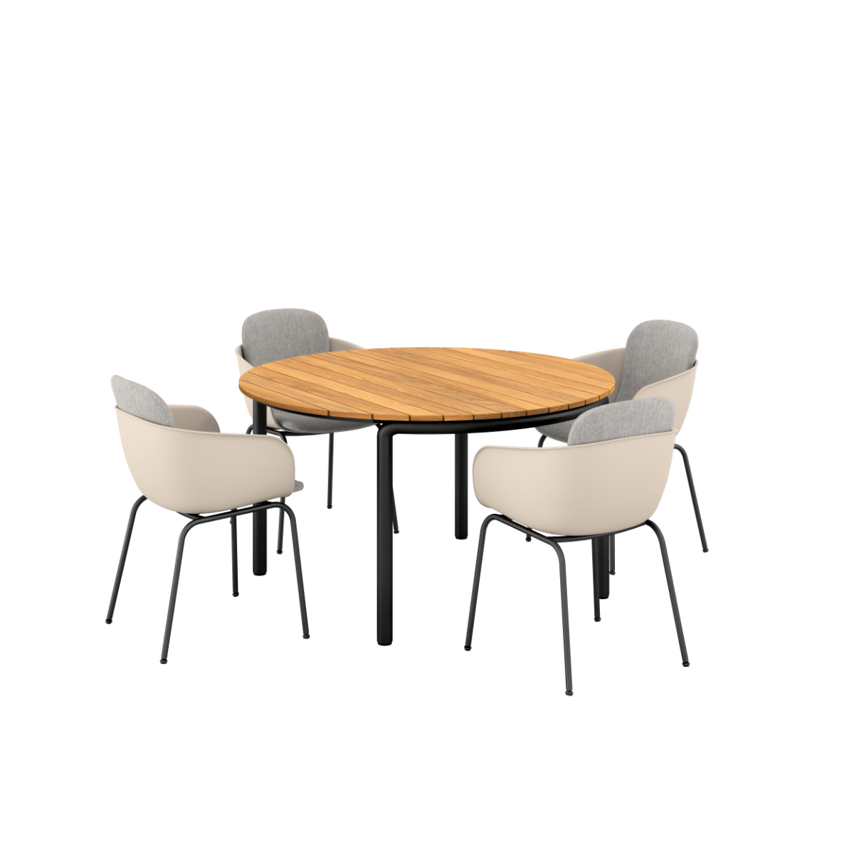  | Patio Dining Table Ø133 + Patio Chair no. One S2 - Taupe Cobana Sand Melange | SACKit