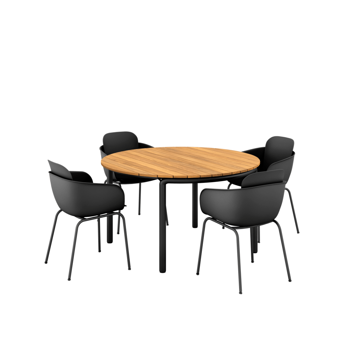  | Patio Dining Table Ø133 + Patio Chair no. One S2 - Black Kein Kissen | SACKit