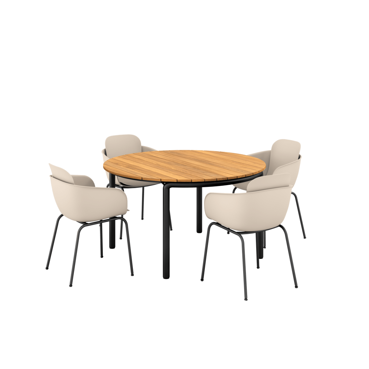  | Patio Dining Table Ø133 + Patio Chair no. One S2 - Taupe Kein Kissen | SACKit