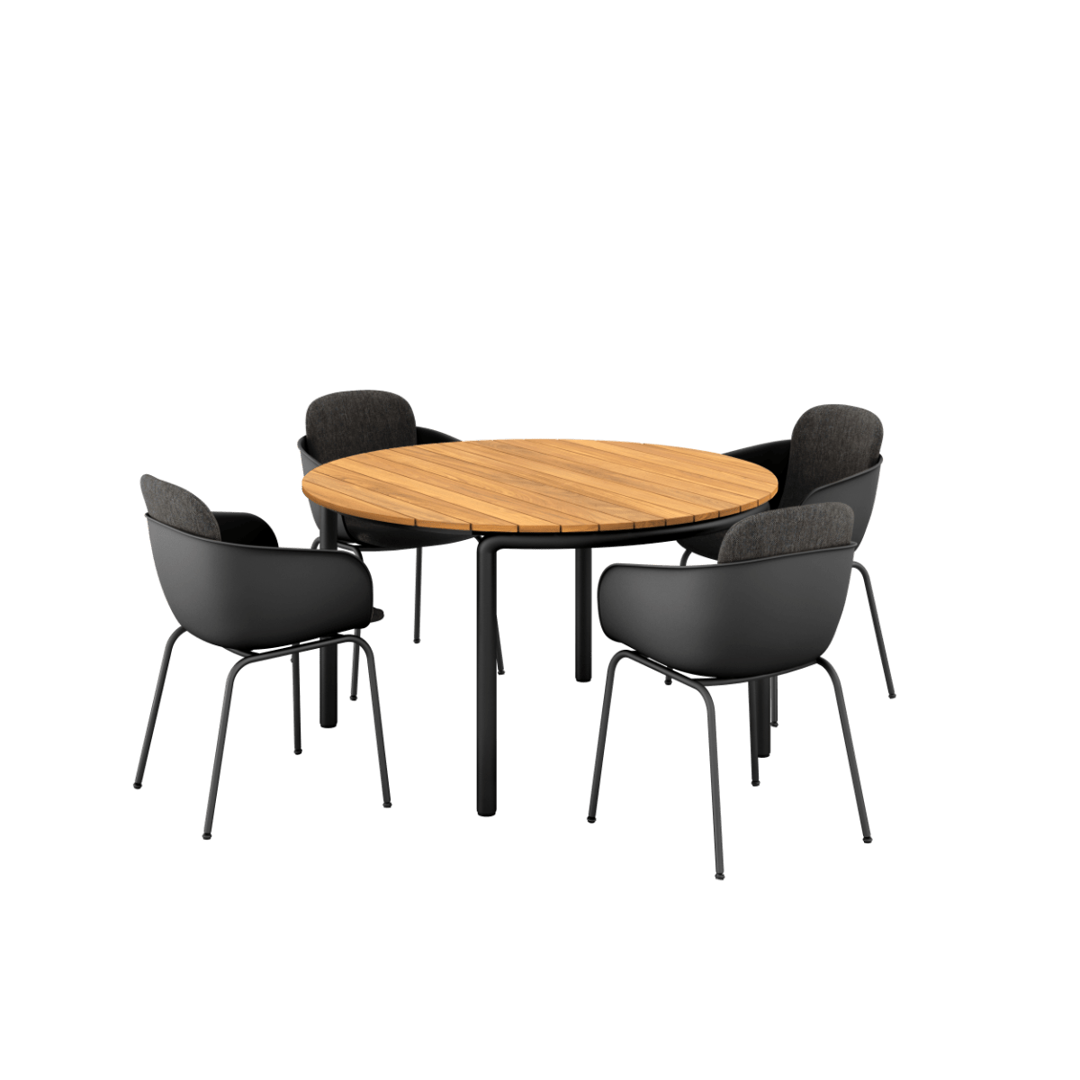  | Patio Dining Table Ø133 + Patio Chair no. One S2 - Black Cobana Grey | SACKit