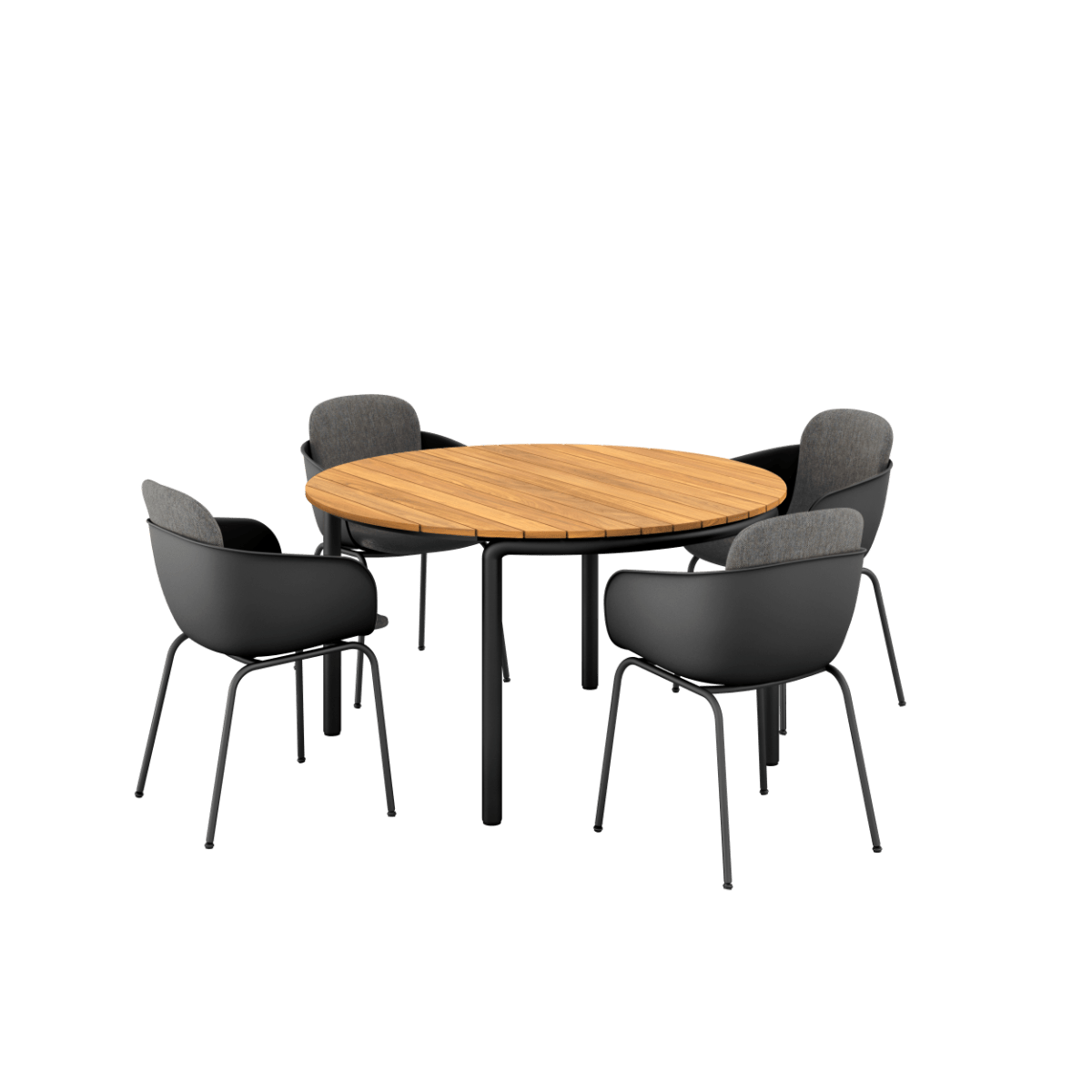  | Patio Dining Table Ø133 + Patio Chair no. One S2 - Black Cobana Grey | SACKit