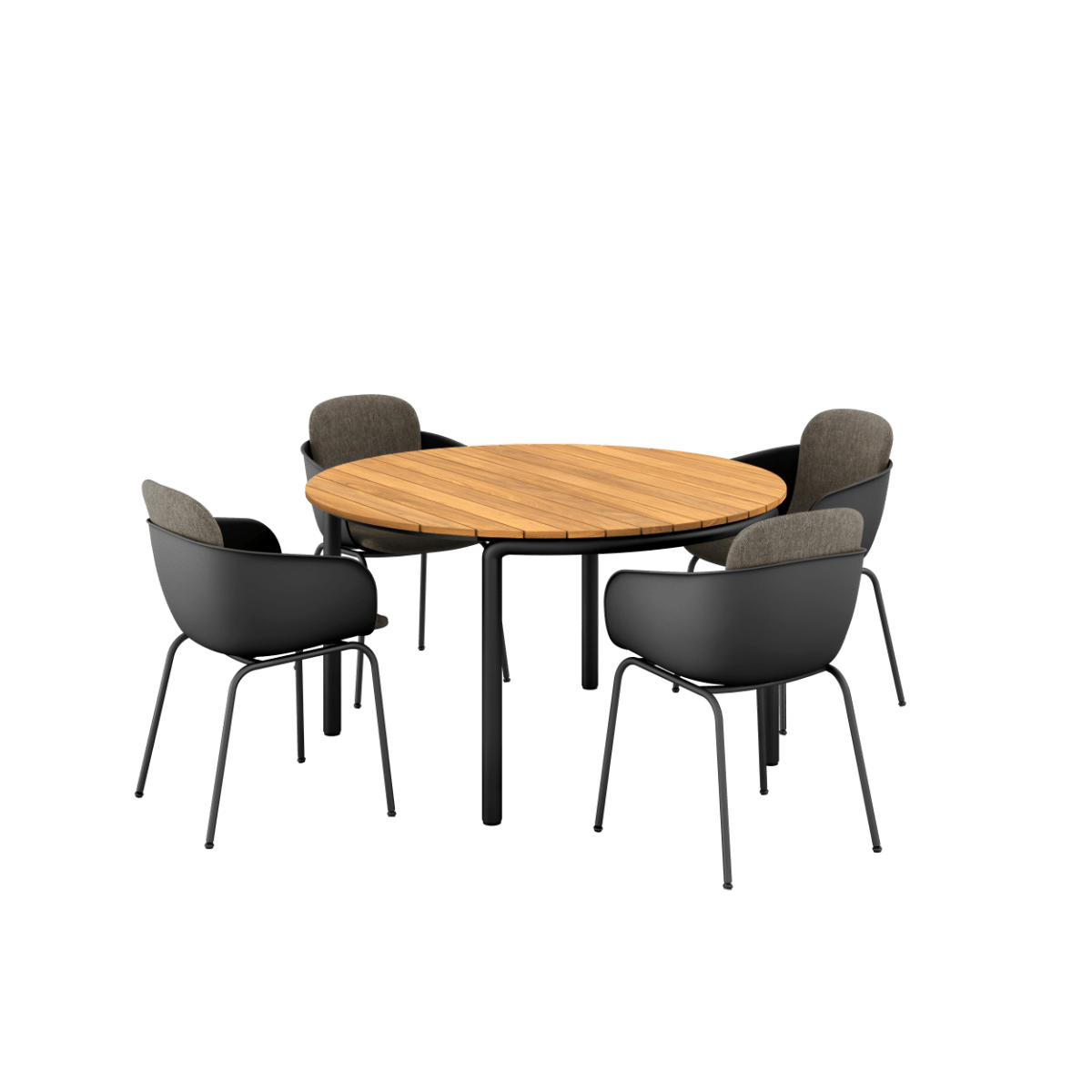  | Patio Dining Table Ø133 + Patio Chair no. One S2 - Black Cobana Brown | SACKit