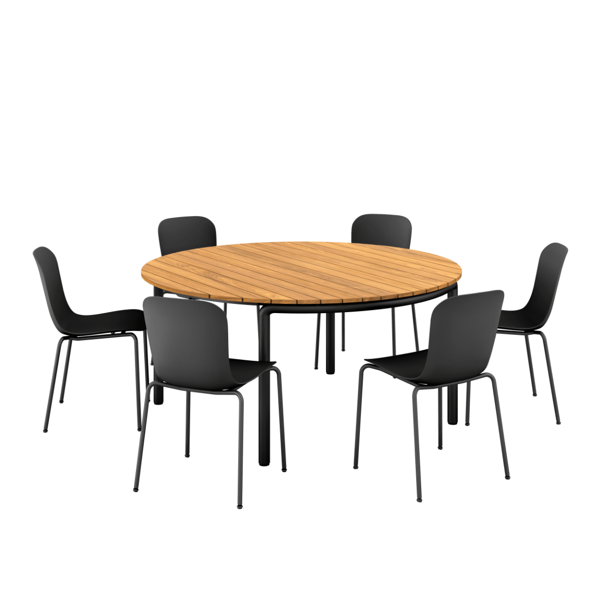  | Patio Dining Table Ø160 + Patio Chair no. One S1 - Black | SACKit