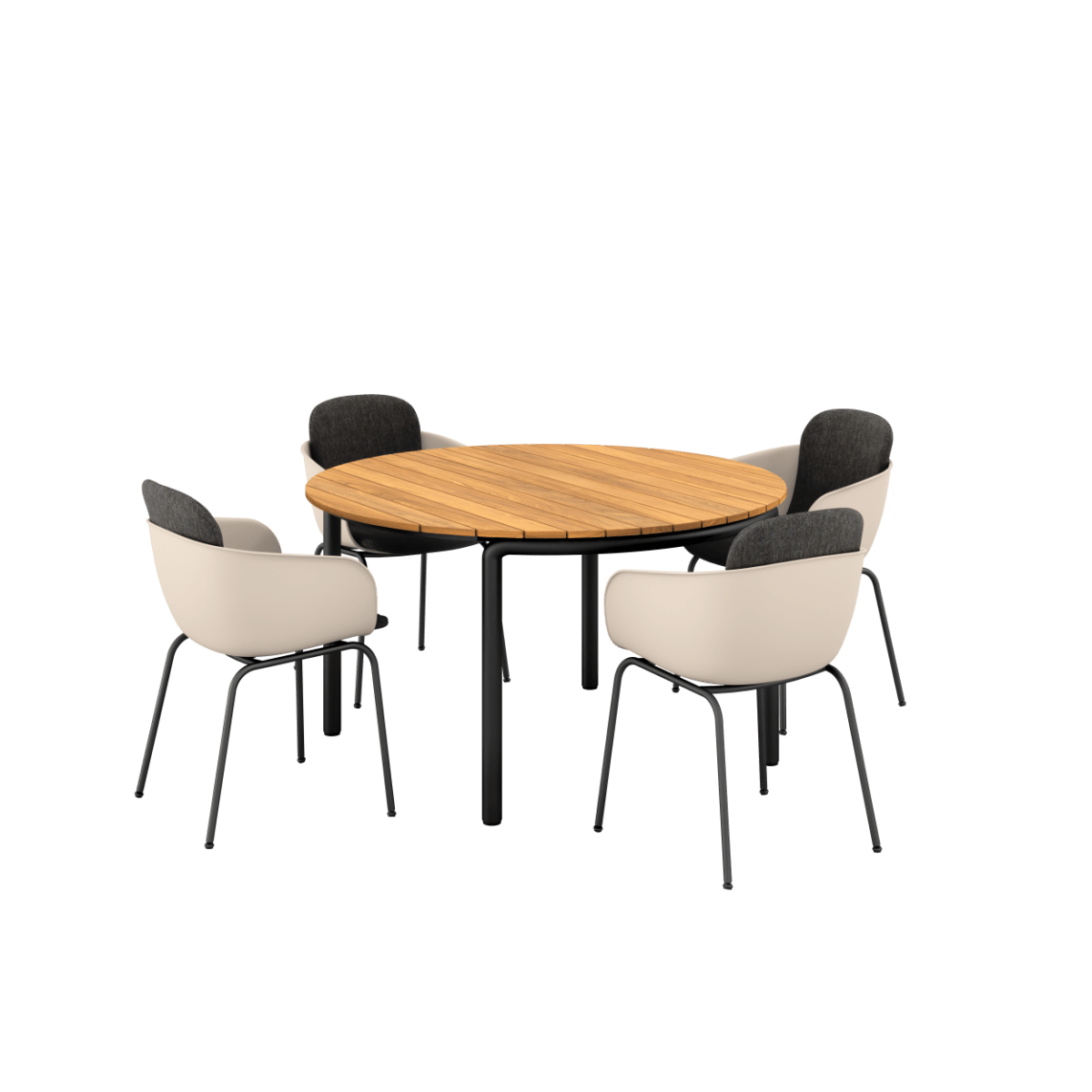  | Patio Dining Table Ø133 + Patio Chair no. One S2 - Taupe Cobana Black | SACKit