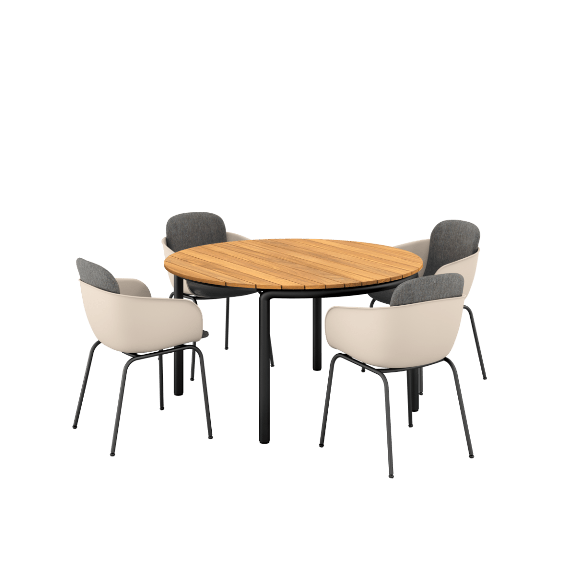  | Patio Dining Table Ø133 + Patio Chair no. One S2 - Taupe Cobana Grey | SACKit