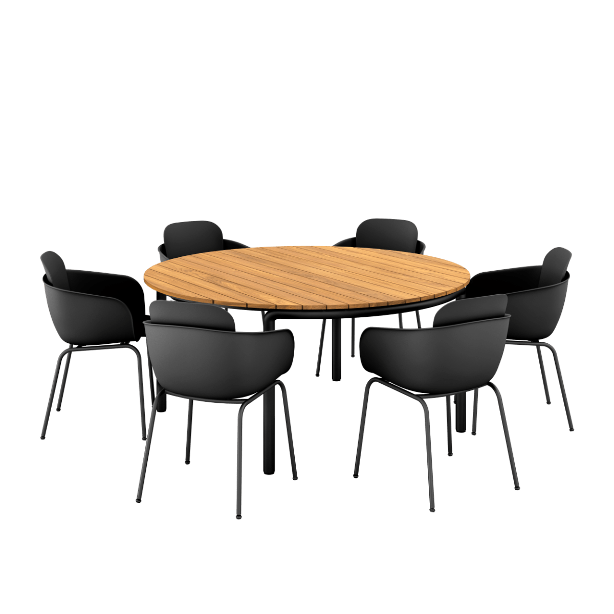  | Patio Dining Table Ø160+ Patio Chair no. One S2 - Black Kein Kissen | SACKit