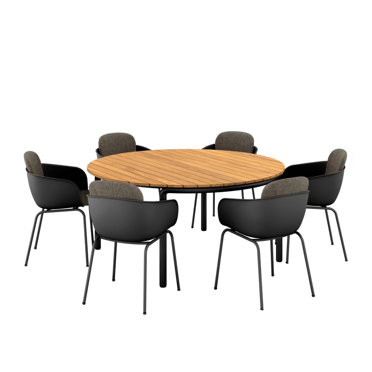  | Patio Dining Table Ø160+ Patio Chair no. One S2 - Black Cobana Brown | SACKit