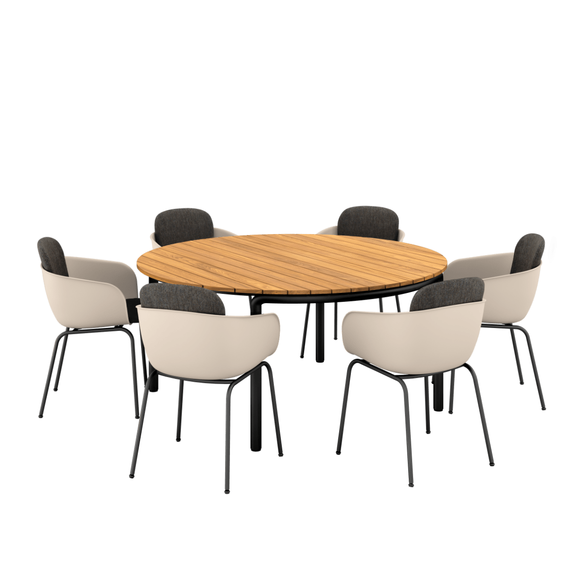  | Patio Dining Table Ø160+ Patio Chair no. One S2 - Taupe Cobana Black | SACKit