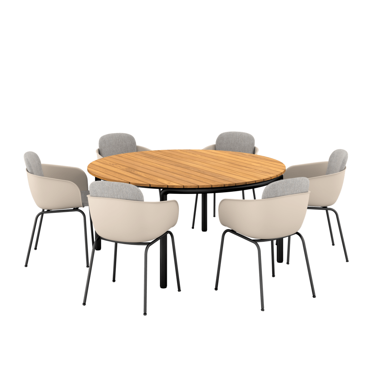  | Patio Dining Table Ø160+ Patio Chair no. One S2 - Taupe Cobana Sand Melange | SACKit