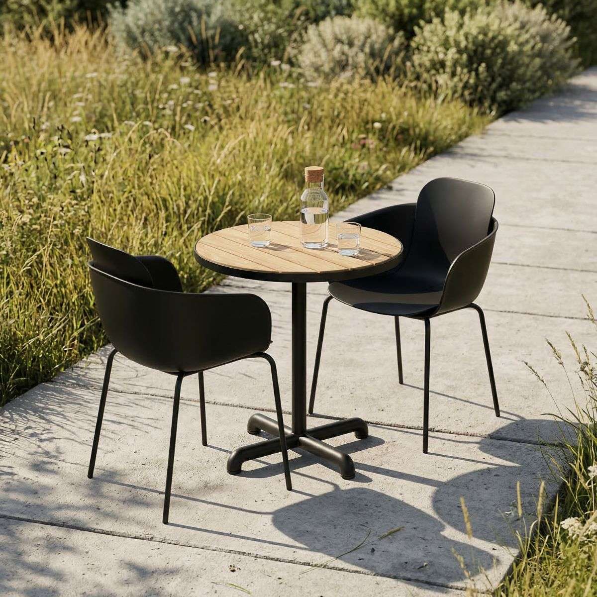 Kirra Cafe Table Noir & 2 Patio Chair No. One | Kirra Cafe Table Noir & 2 Patio Chair No. One - Patio Chair no. One S2 Taupe/ Noir | SACKit