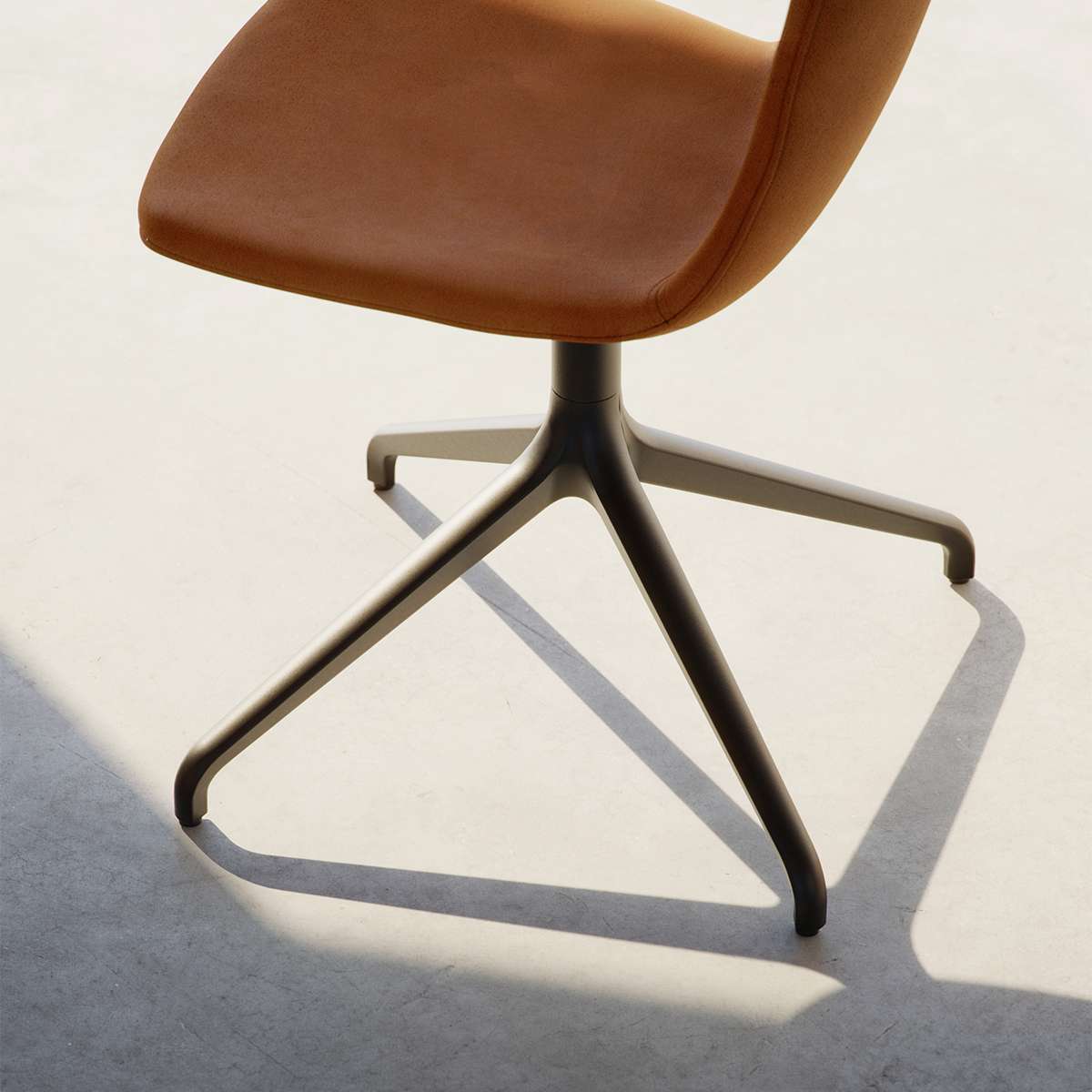 Schwarzer Chair no. One S1 Esszimmerstuhl mit Aluminium - Drehfuß und recycelter Kunststoffschale | Chair no. One S1 Black Swivel - Luna Walnut Mit Rückholfunktion | SACKit