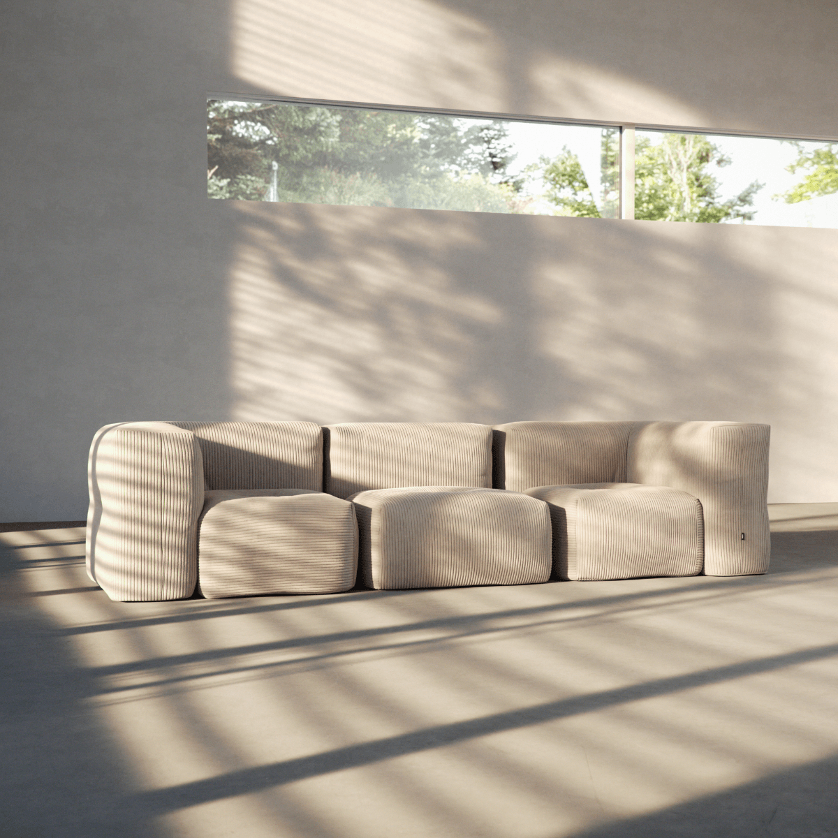  | Soft Sofa Indoor - 3 Seater - Corduroy Beige Ohne Hocker | SACKit
