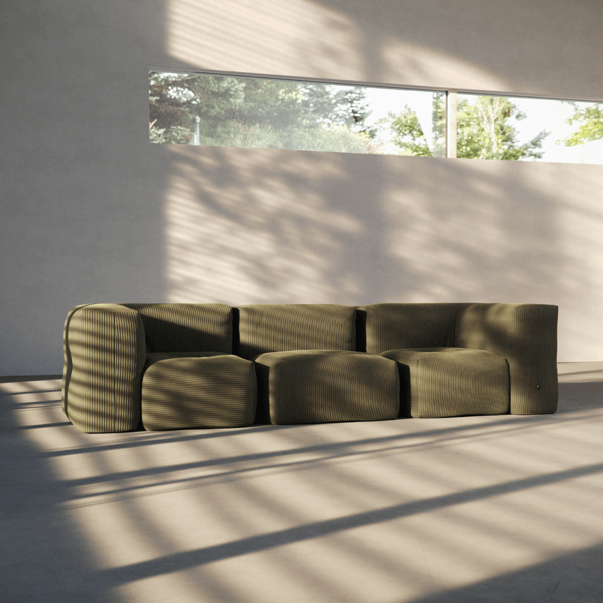  | Soft Sofa Indoor - 3 Seater - Corduroy Olive Ohne Hocker | SACKit
