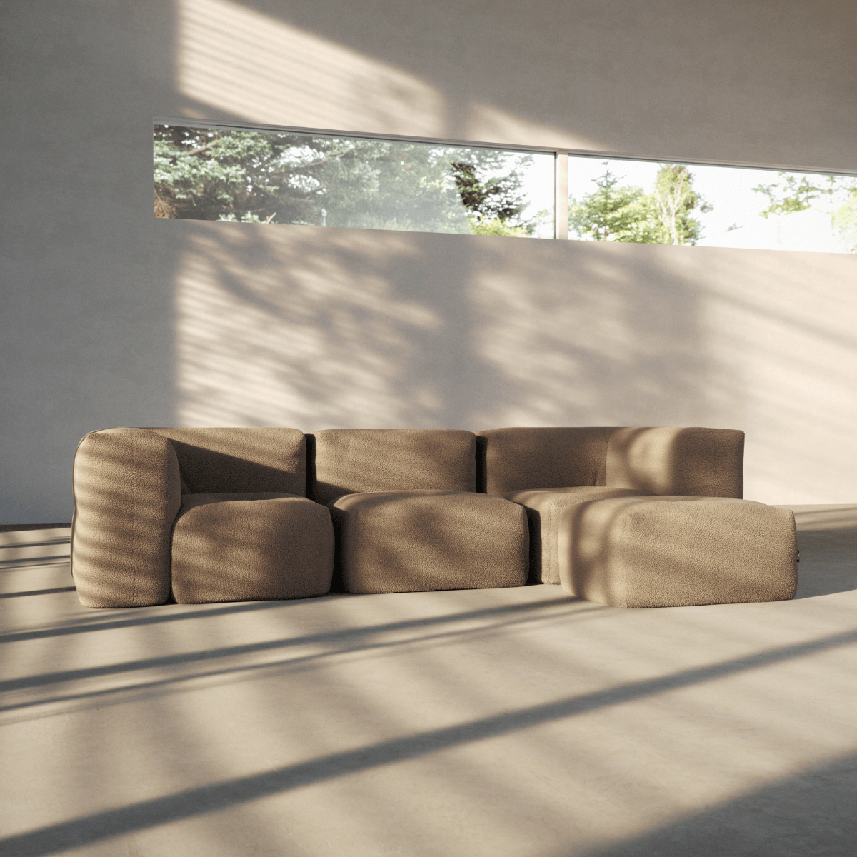  | Soft Sofa Indoor - 3 Seater - Teddy Brown Mit Hocker | SACKit