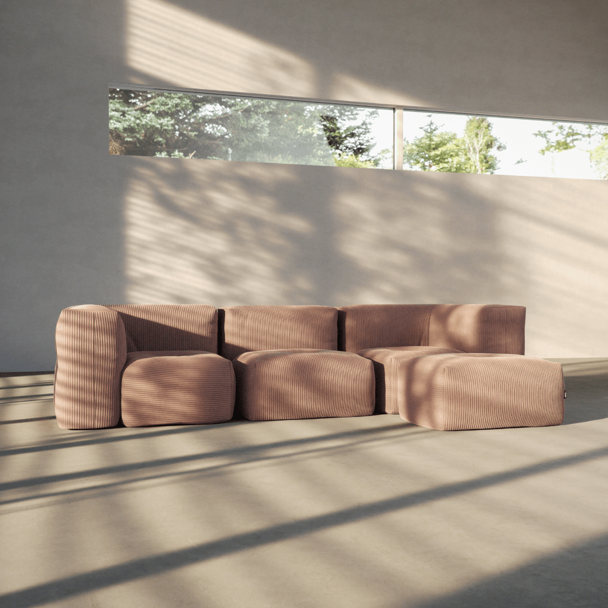  | Soft Sofa Indoor - 3 Seater - Corduroy Rose Mit Hocker | SACKit