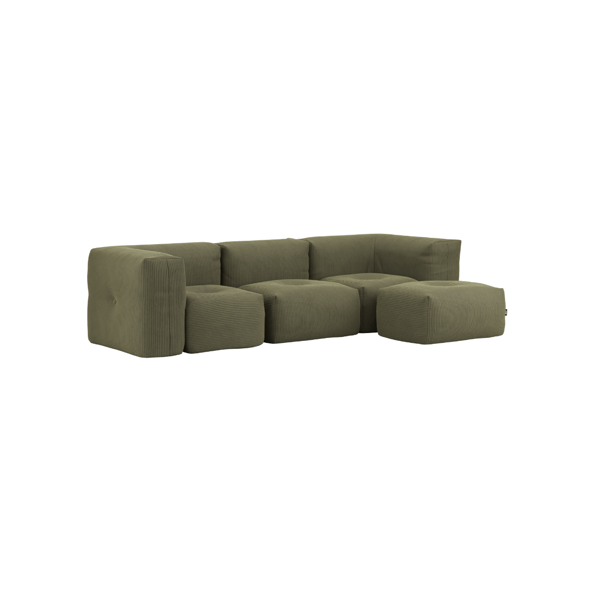 variant_8900617% | Soft Sofa Indoor - 3 Seater - Corduroy Olive Mit Hocker | SACKit