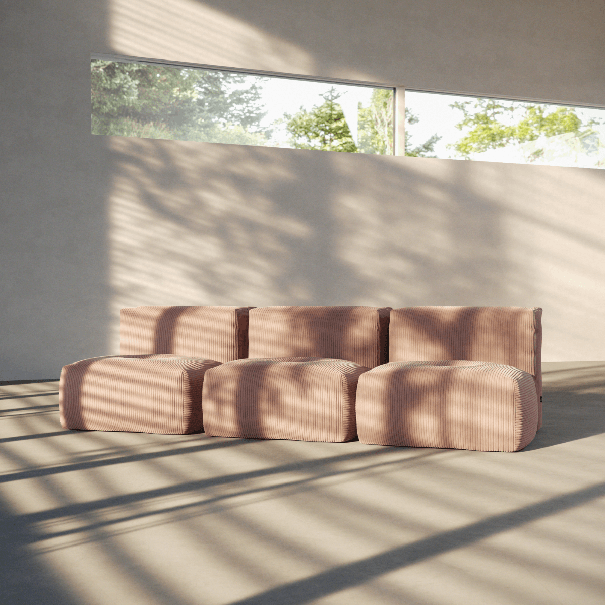  | Soft Sofa Indoor - 3 Seater Open - Corduroy Rose Ohne Hocker | SACKit
