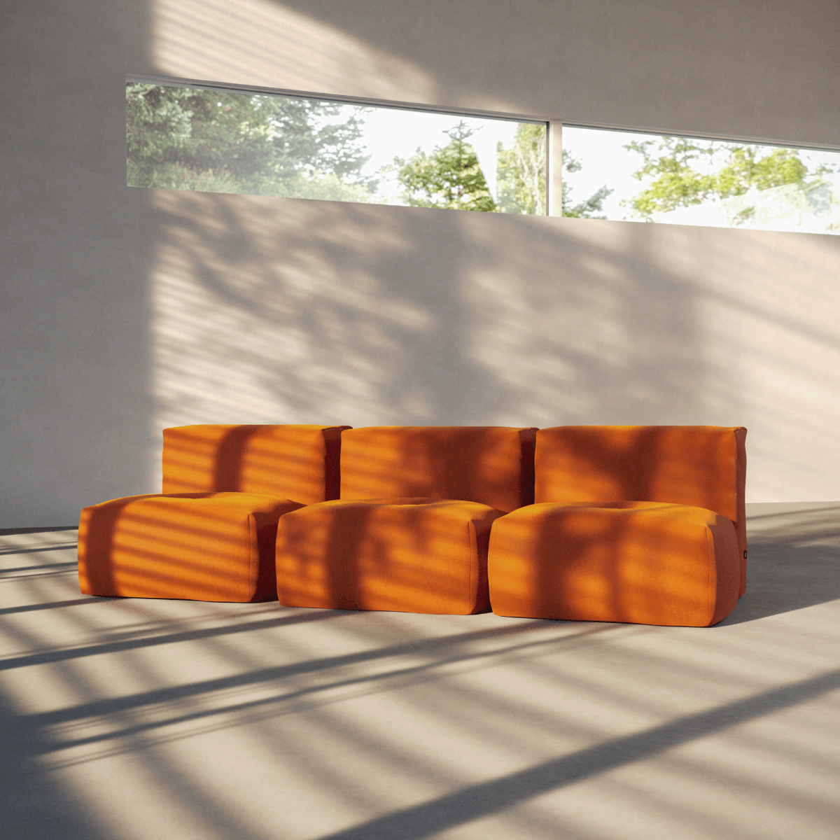  | Soft Sofa Indoor - 3 Seater Open - Orange Jaquard Ohne Hocker | SACKit