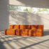  | Soft Sofa Indoor - 3 Seater Open - Orange Jaquard Ohne Hocker | SACKit