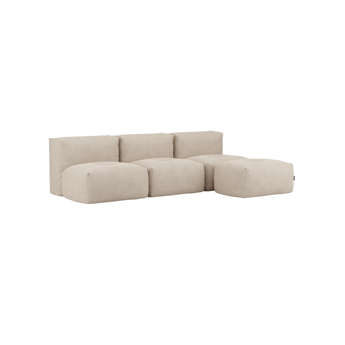 variant_8900645% | Soft Sofa Indoor - 3 Seater Open - Corduroy Beige Mit Hocker | SACKit