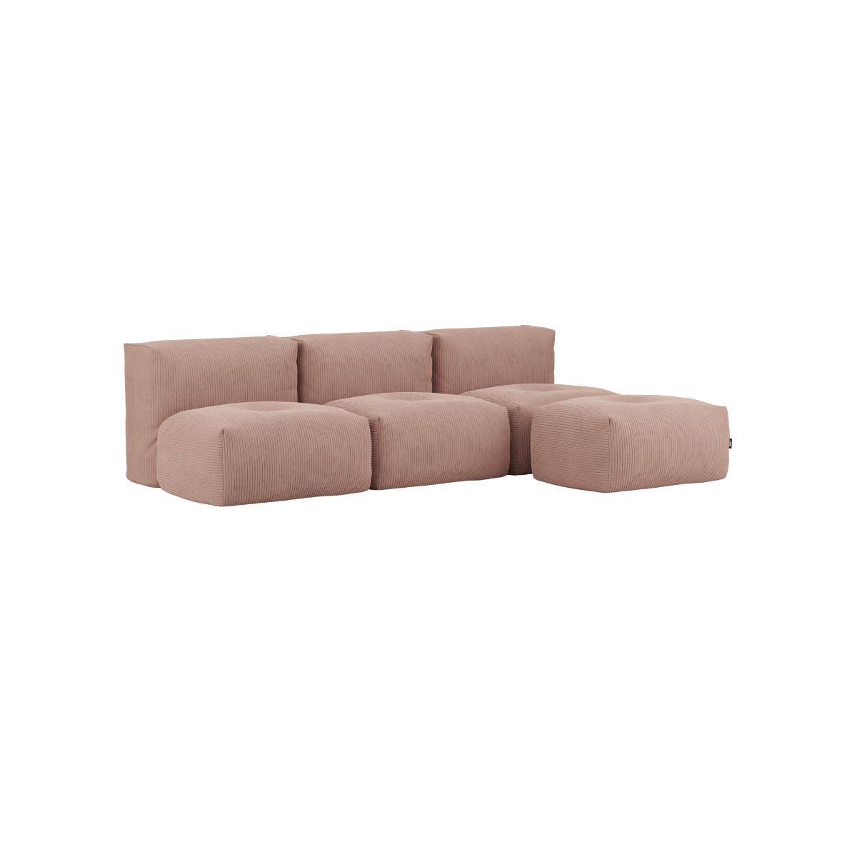variant_8900646% | Soft Sofa Indoor - 3 Seater Open - Corduroy Rose Mit Hocker | SACKit