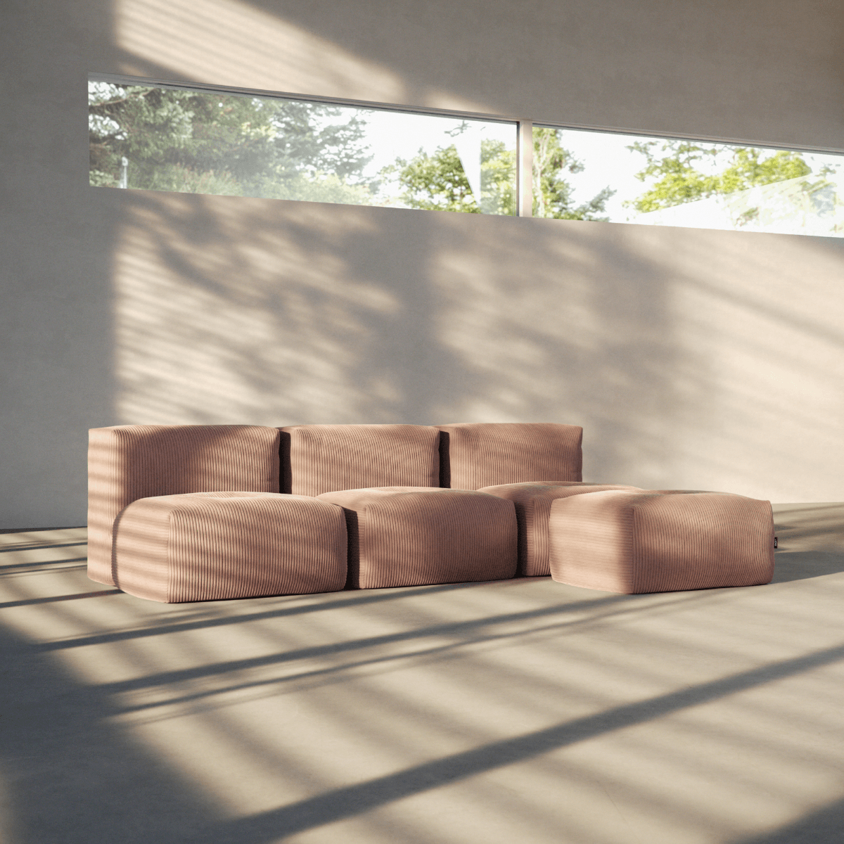  | Soft Sofa Indoor - 3 Seater Open - Corduroy Rose Mit Hocker | SACKit