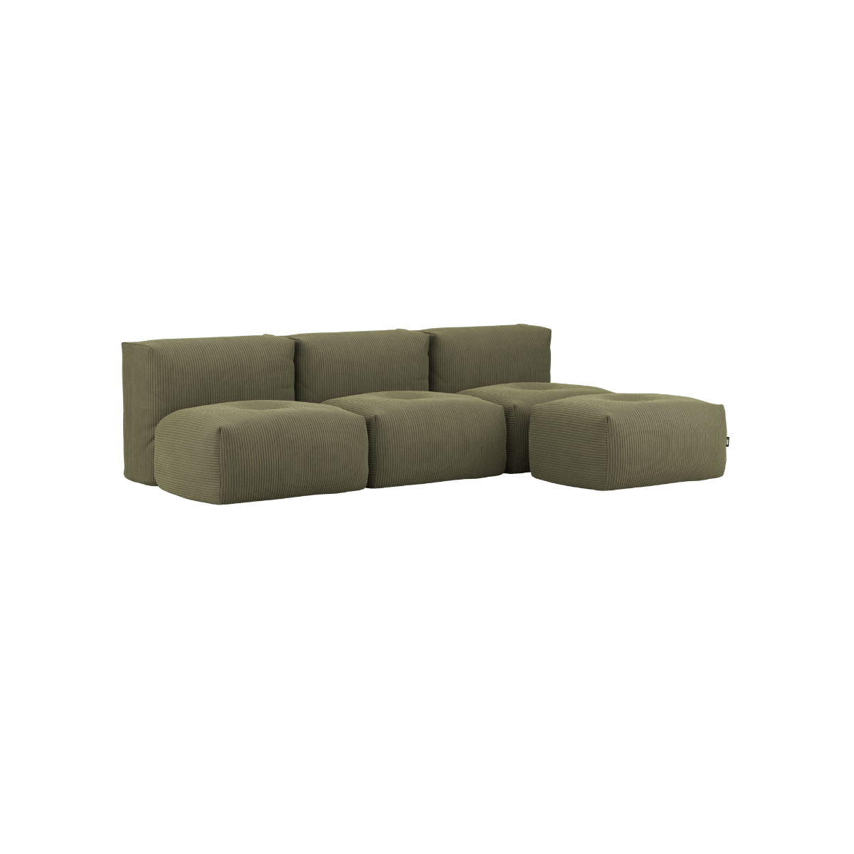 variant_8900647% | Soft Sofa Indoor - 3 Seater Open - Corduroy Olive Mit Hocker | SACKit