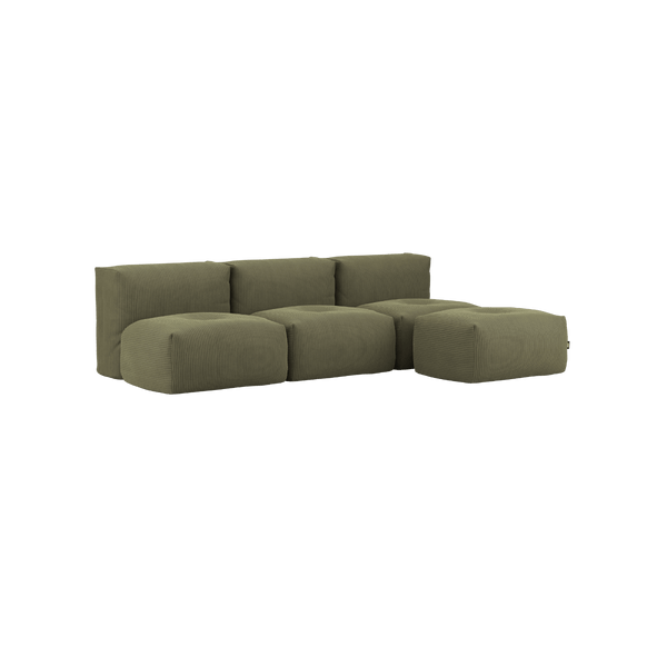 variant_8900647% | Soft Sofa Indoor - 3 Seater Open - Corduroy Olive Mit Hocker | SACKit