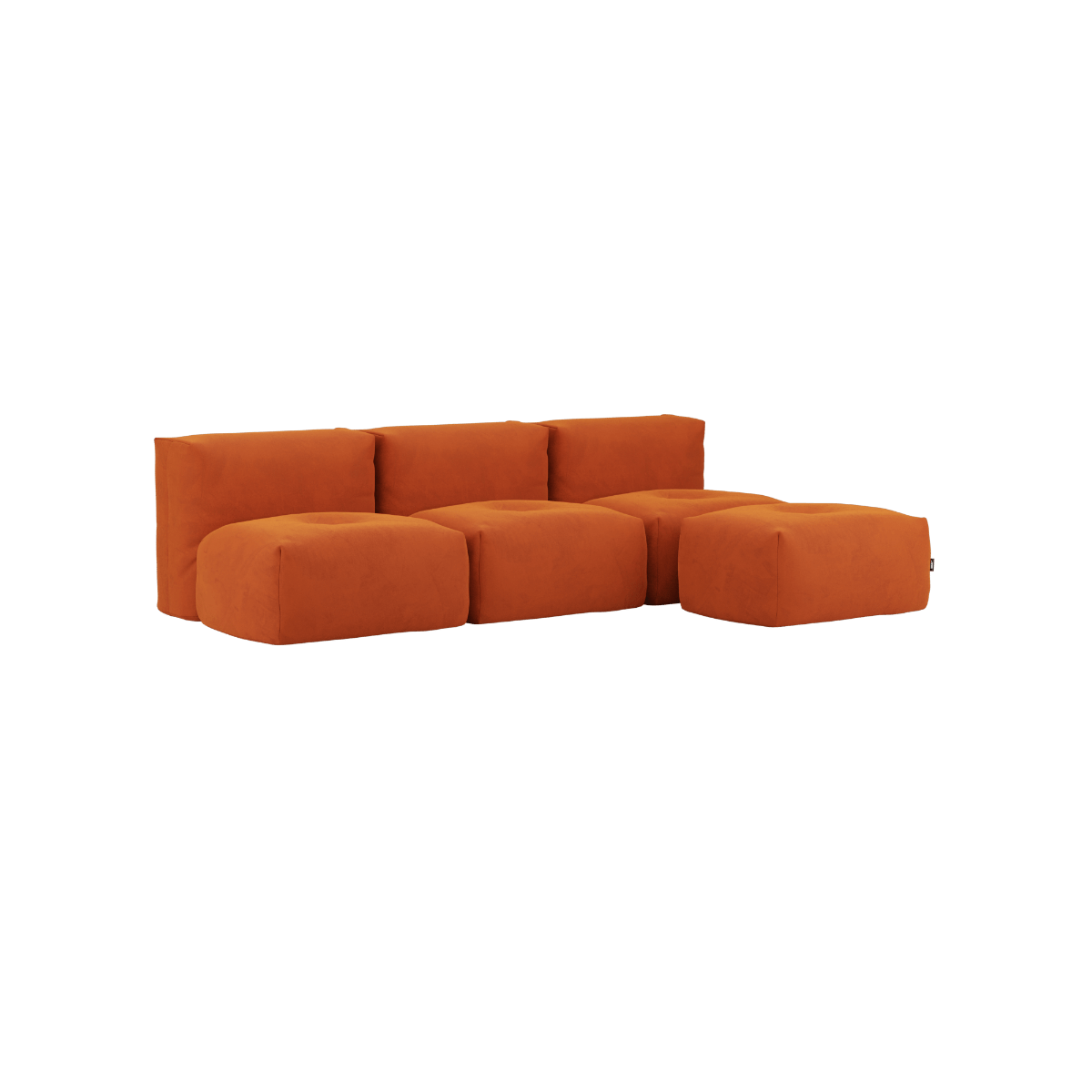 variant_8900648% | Soft Sofa Indoor - 3 Seater Open - Orange Jaquard Mit Hocker | SACKit