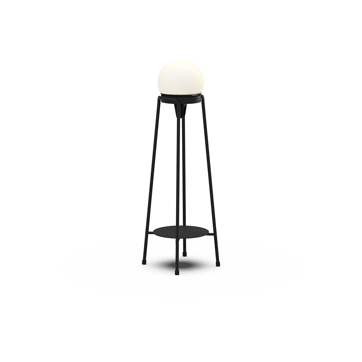 Schwarzer pulverbeschichteter Edelstahlständer Patio Accessory Stand mit Light 155 Lampe und Hanfseilgriff | Patio Accessory Stand Ø14 + Light 155 - | SACKit