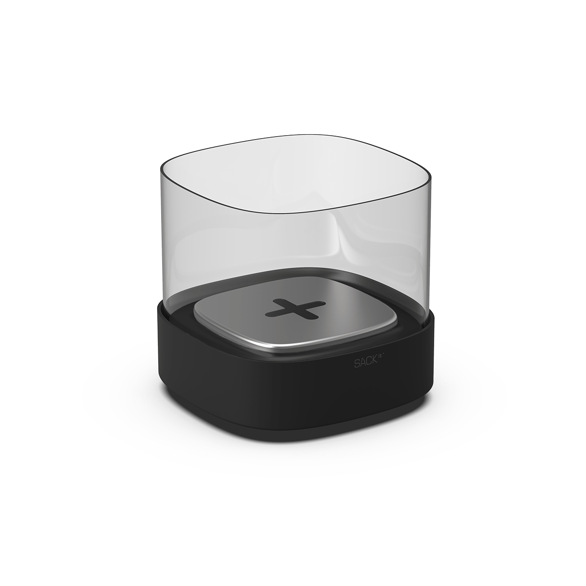 Schwarze Bio Lampe aus Edelstahl mit hitzebeständigem Glas auf rundem Patio Accessory Stand