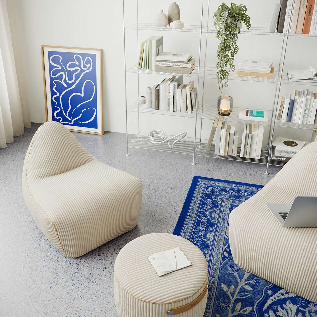 SACKit Pouf Indoor in Teddy Beige mit rutschfester Unterseite und weicher Kaltschaumfüllung | SACKit Pouf Indoor - Cosmo Olive | SACKit