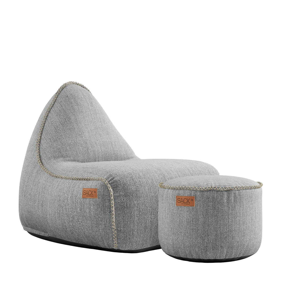 Cobana Lounge Chair und Pouf in Cobana Sand Melange, weicher Sitzsack mit Rückenlehne und passendem Hocker | Cobana Lounge Chair & Pouf - Cobana Sand Melange | SACKit