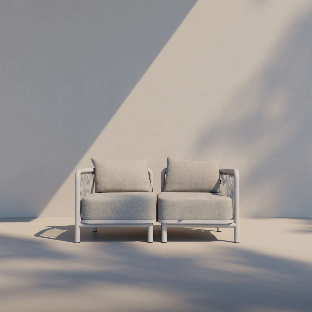 Kirra Lounge Sofa 2 - Sitzer in sandfarbenem Olefinstoff mit pulverbeschichtetem Aluminiumrahmen, modernes Outdoor - Design | Kirra Lounge Sofa - 2 seater - Kirra Noir | SACKit