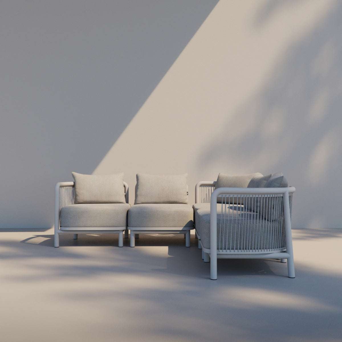 Ecksofa Kirra Lounge in Sandfarben mit pulverbeschichtetem Aluminiumrahmen und Olefin - Textilbezug | Kirra Lounge Sofa - Corner sofa - Kirra Noir | SACKit