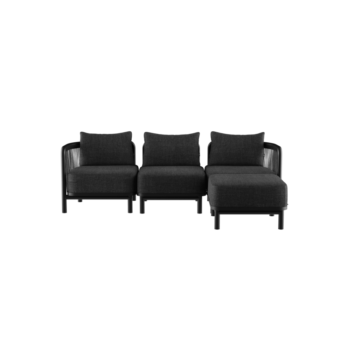  | Kirra Lounge Sofa - 3 - Sitzer - Kirra Noir Mit Hocker | SACKit