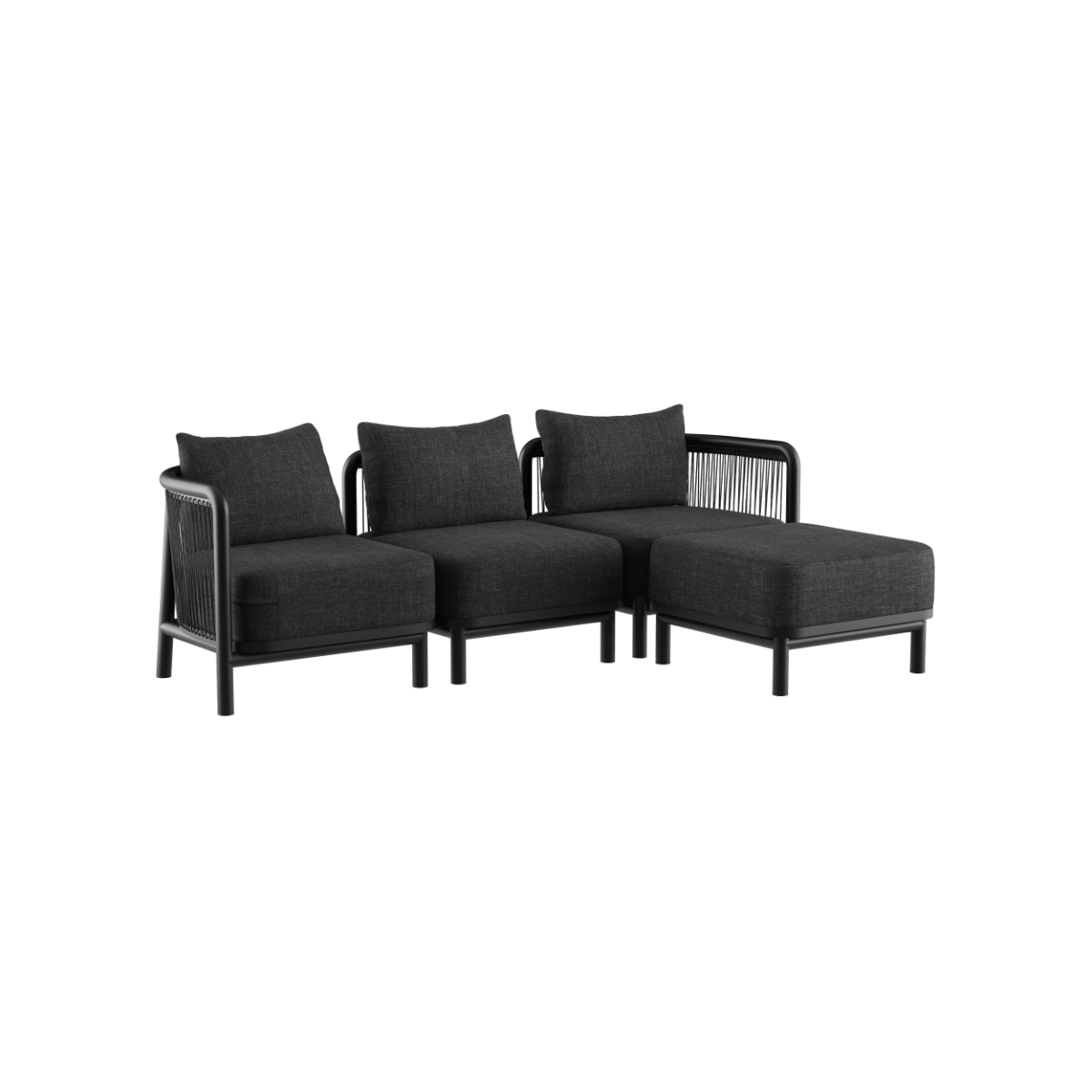  | Kirra Lounge Sofa - 3 - Sitzer - Kirra Noir Mit Hocker | SACKit