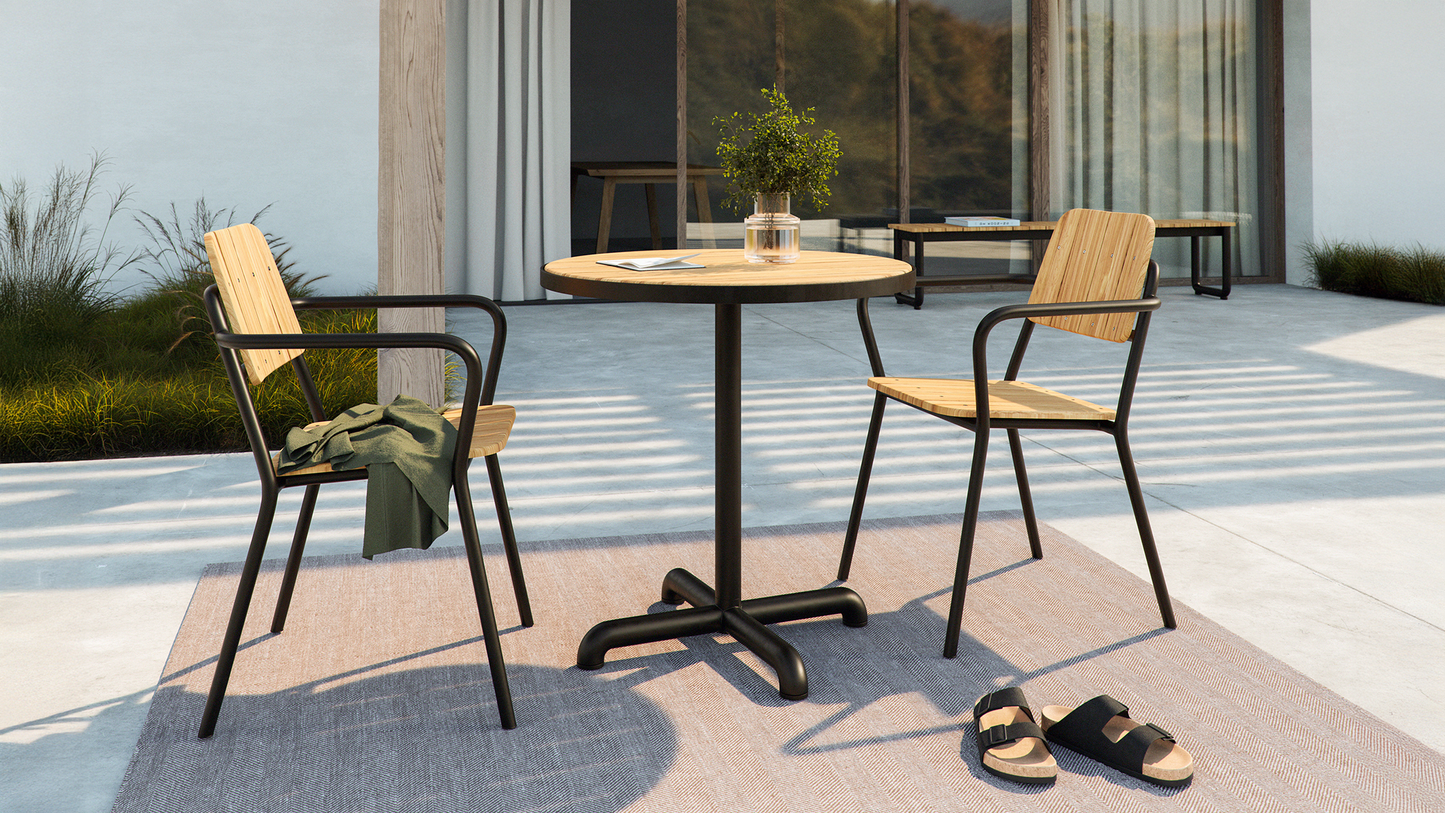 Kirra Café Table - Runder Outdoor-Cafétisch für 2 Personen aus Teakholz und Aluminium