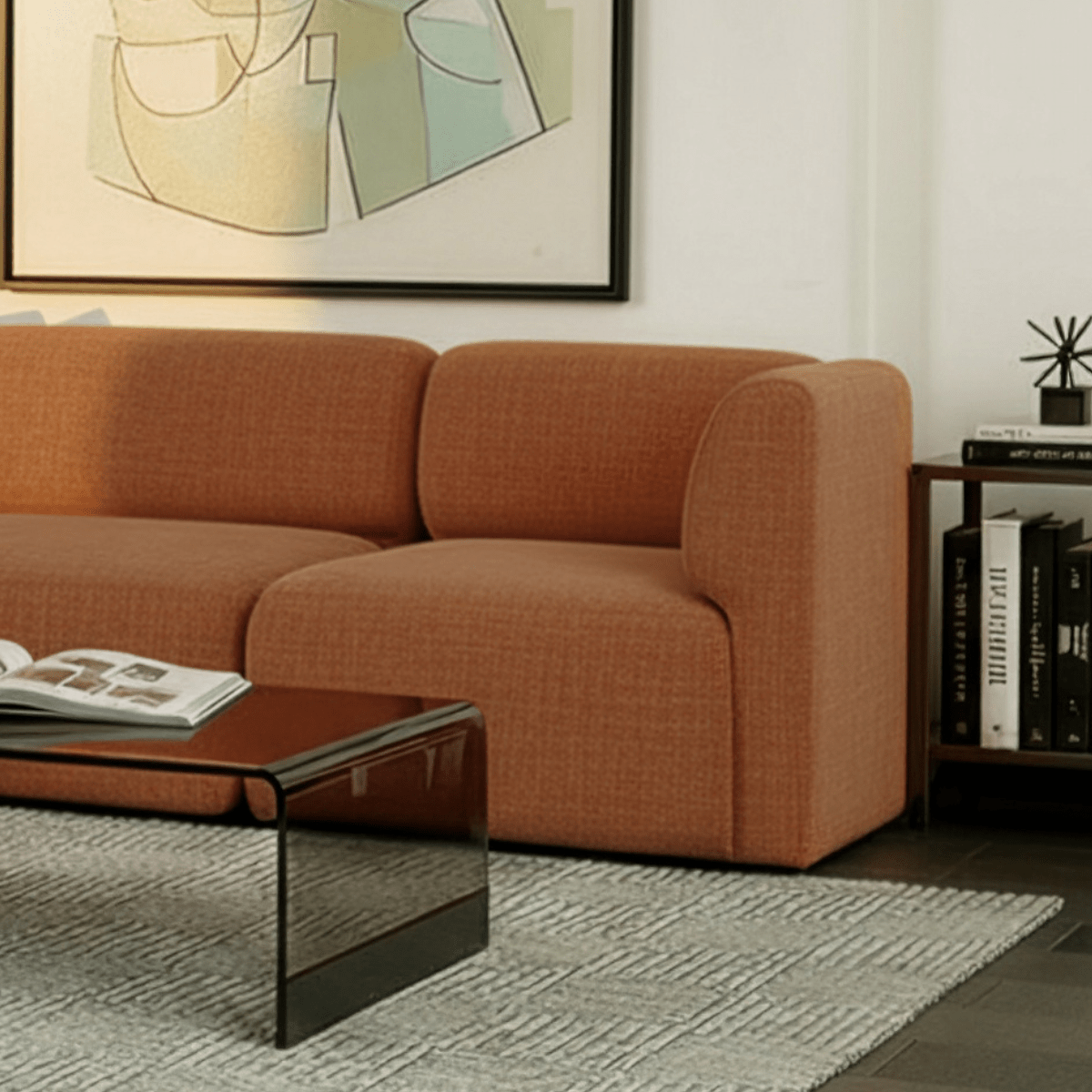 Fjord Sofa 2 - Sitzer in Cosmo Terracotta mit weichen Linien und skandinavischem Design, Indoor - Sofa. | Fjord Sofa - 2 seater - Cosmo Terracotta | SACKit
