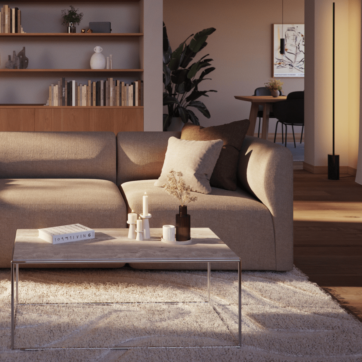 Fjord Sofa Eckmodul rechts mit weichen Linien und skandinavischem Design in neutralem Raum | Fjord Sofa - Corner Section Right - Cosmo Mustard | SACKit