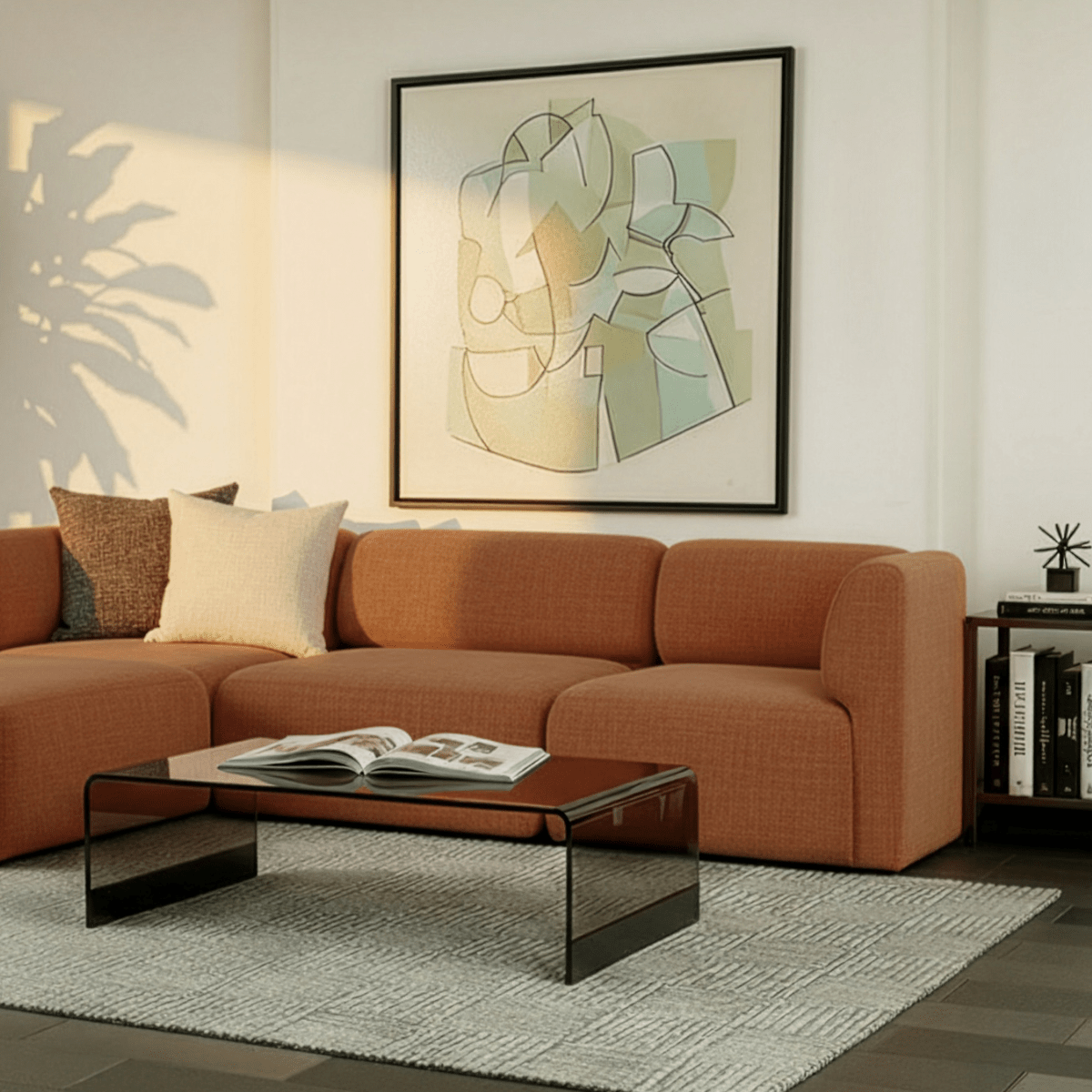 Ecksofa Fjord Sofa in Cosmo Terracotta mit weichen Linien und abgerundeten Kanten, skandinavischer Stil | Fjord Sofa - Corner Sofa - Cosmo Terracotta | SACKit
