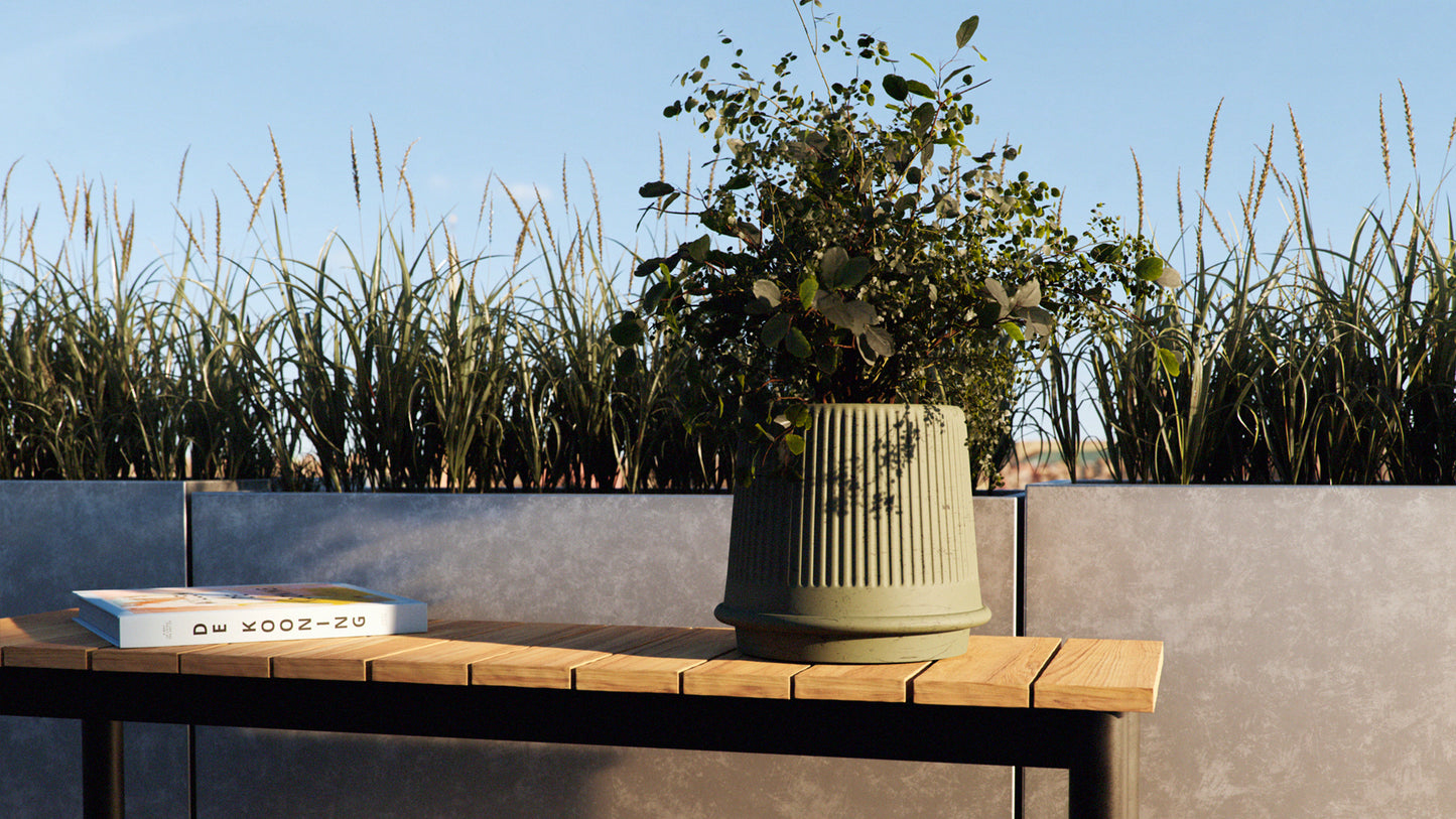 Gaia 23 - Außenkeramik-Blumentopf mit klassischem, gerilltem Design - Ø26