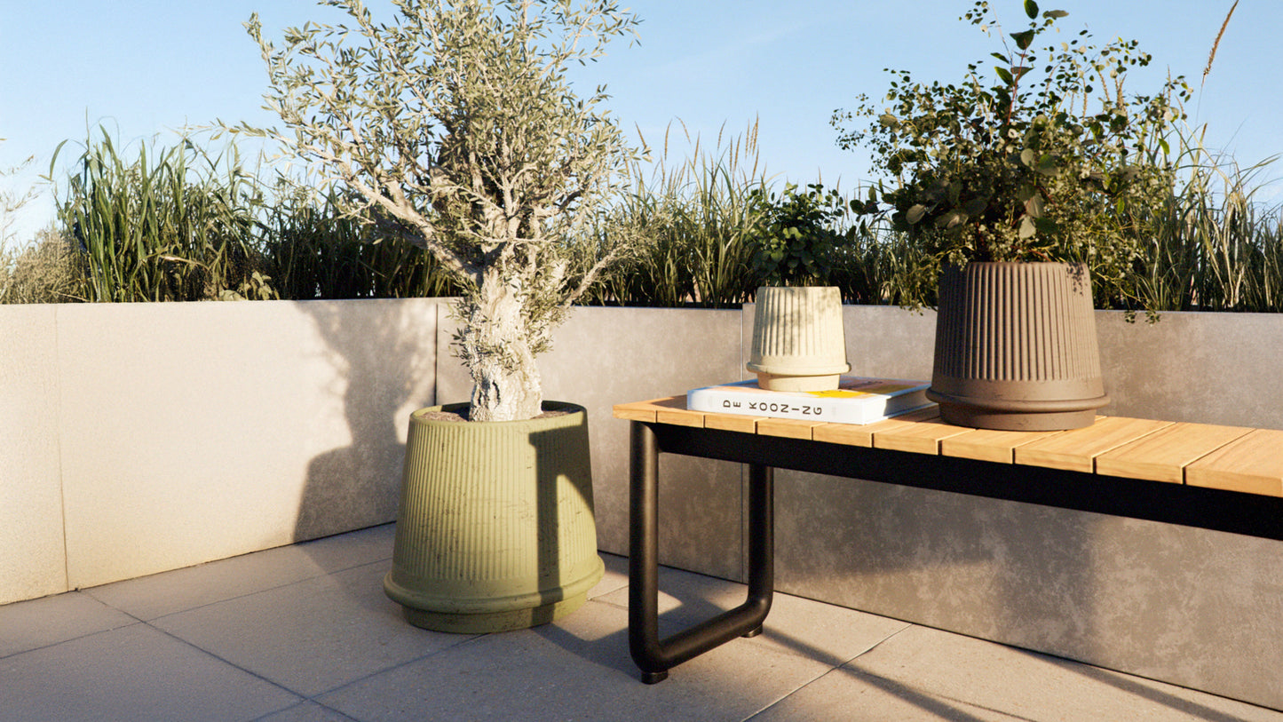 Gaia 23 - Außenkeramik-Blumentopf mit klassischem, gerilltem Design - Ø26