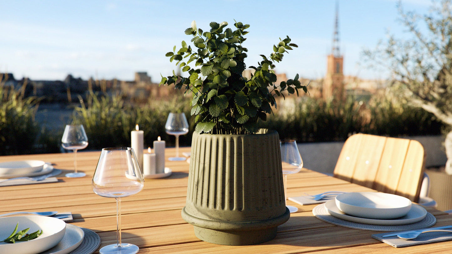 Gaia 16 - Außenkeramik-Blumentopf mit klassischem, gerilltem Design - Ø17