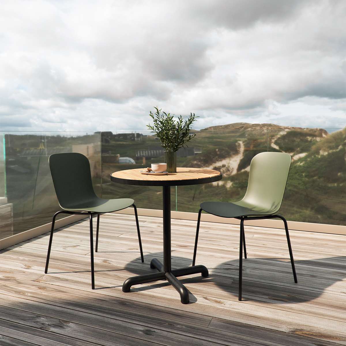 Kirra Cafe Table Noir & 2 Patio Chair No. One | Kirra Cafe Table Noir & 2 Patio Chair No. One - Patio Chair no. One S1 Olive/ Noir | SACKit