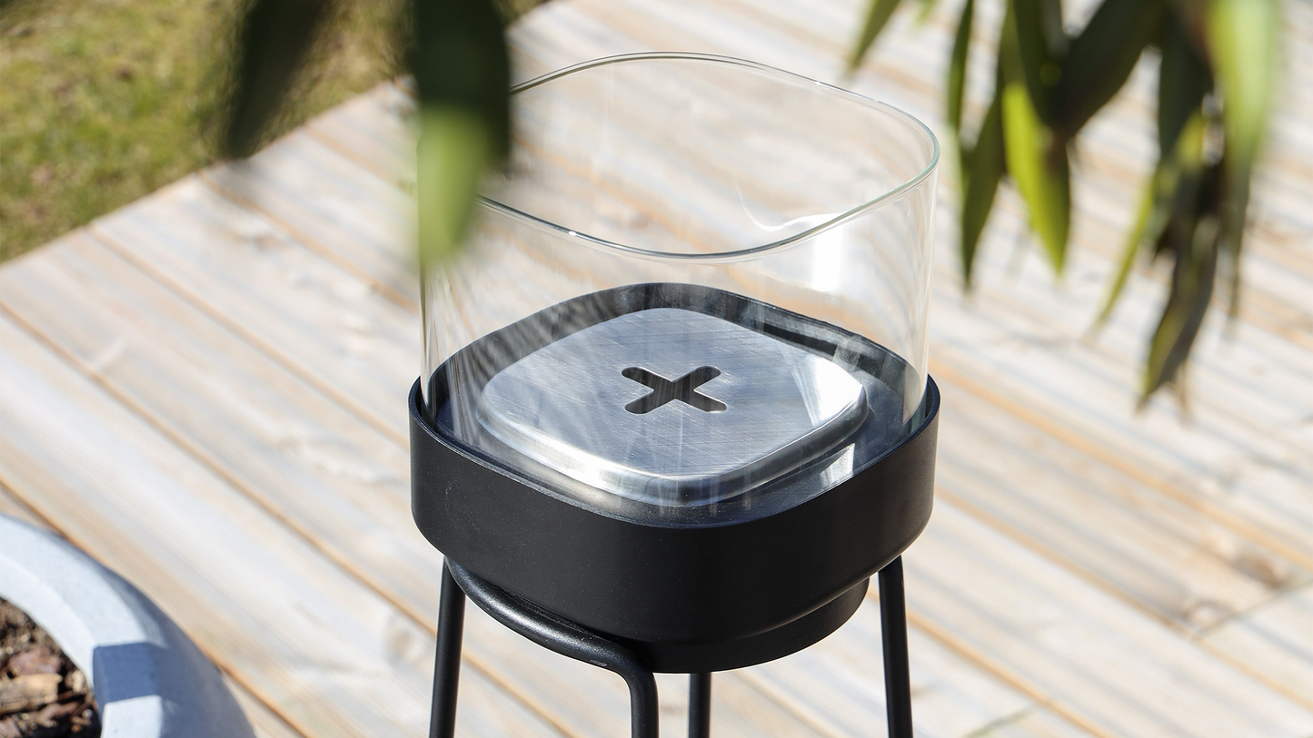 Patio Accessory Stand Ø14 + Bio Lamp - Ständer für den Außenbereich mit Bioethanol-Lampe und Pflanzkübel
